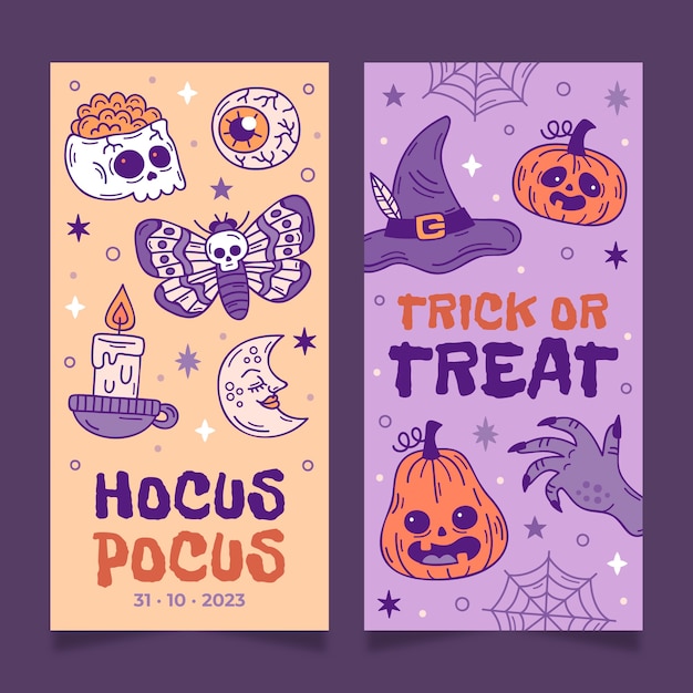 Vector gratuito conjunto de banners verticales para la celebración de halloween