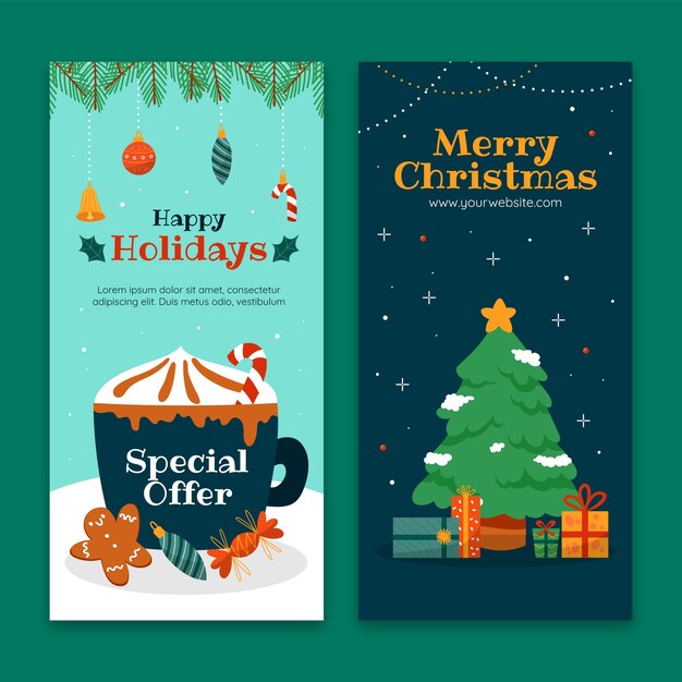Conjunto de banners verticales de celebración de temporada navideña