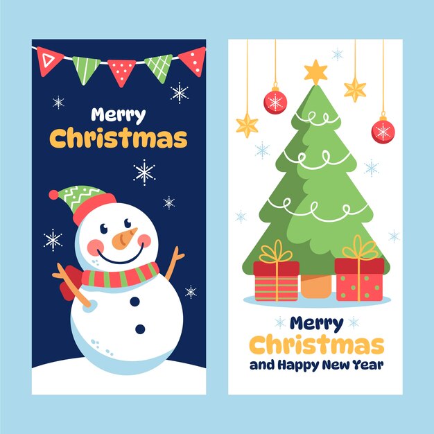 Conjunto de banners verticales de celebración de temporada navideña