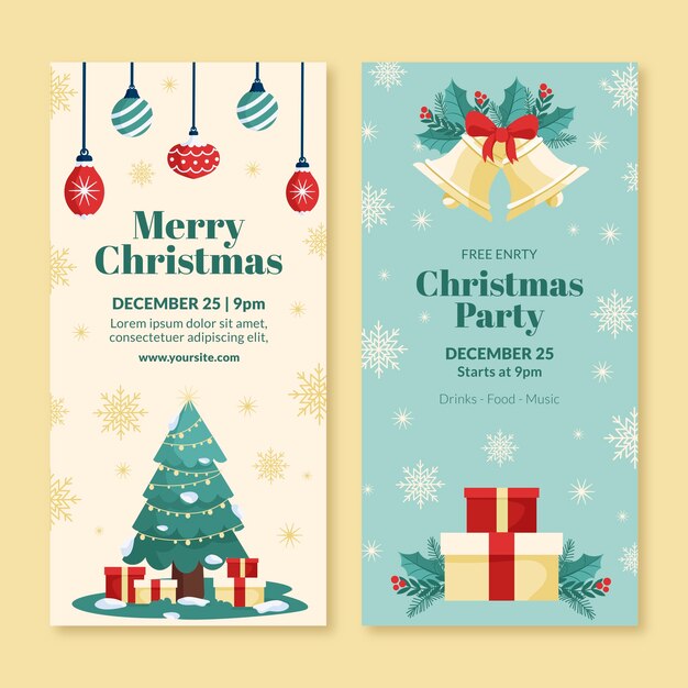 Conjunto de banners verticales de celebración de temporada navideña