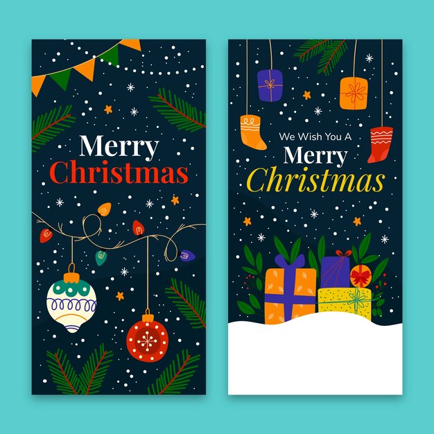 Conjunto de banners verticales de celebración de temporada navideña