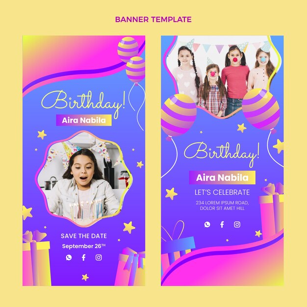 Conjunto de banners verticales degradados dulces 16