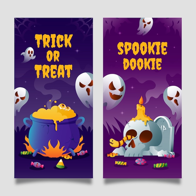 Vector gratuito conjunto de banners verticales degradados de halloween