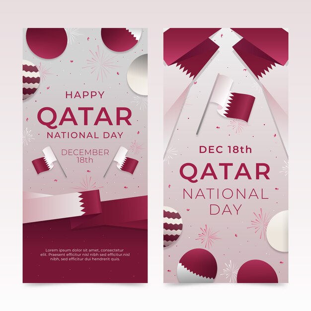 Vector gratuito conjunto de banners verticales del día nacional de qatar degradado