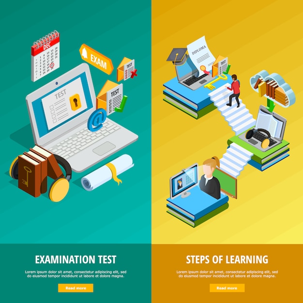 Vector gratuito conjunto de banners verticales de e-learning