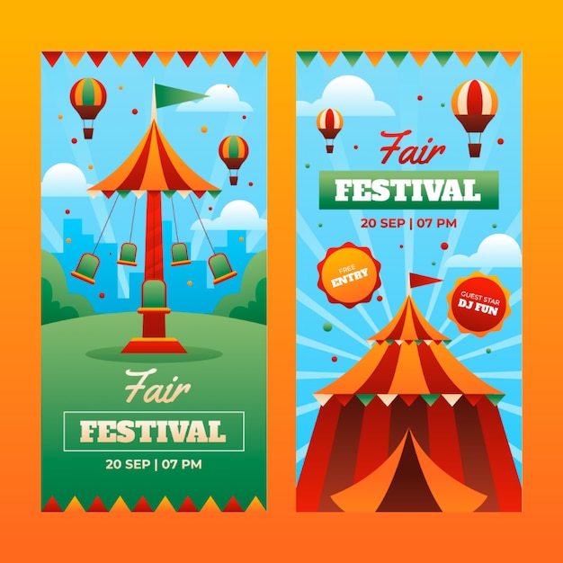 Vector gratuito conjunto de banners verticales de feria realista