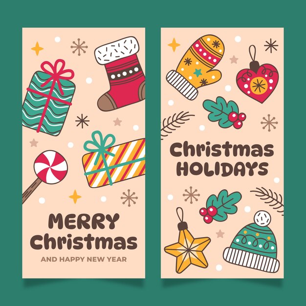 Conjunto de banners verticales festivos de celebración de navidad