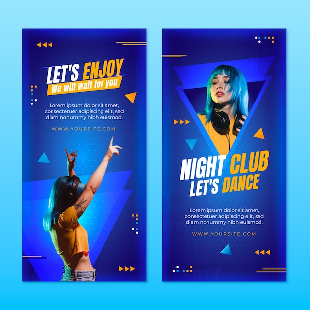 Vector gratuito conjunto de banners verticales de fiesta de club nocturno