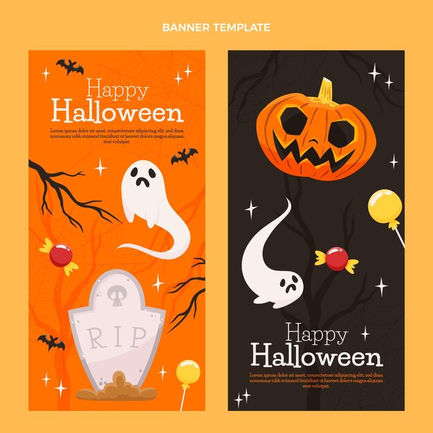 Conjunto de banners verticales de halloween dibujados a mano