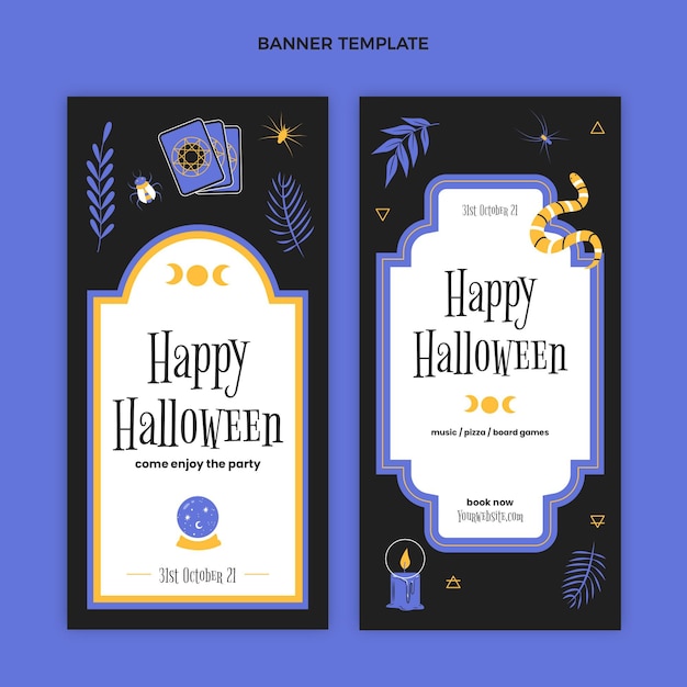 Vector gratuito conjunto de banners verticales de halloween planos dibujados a mano