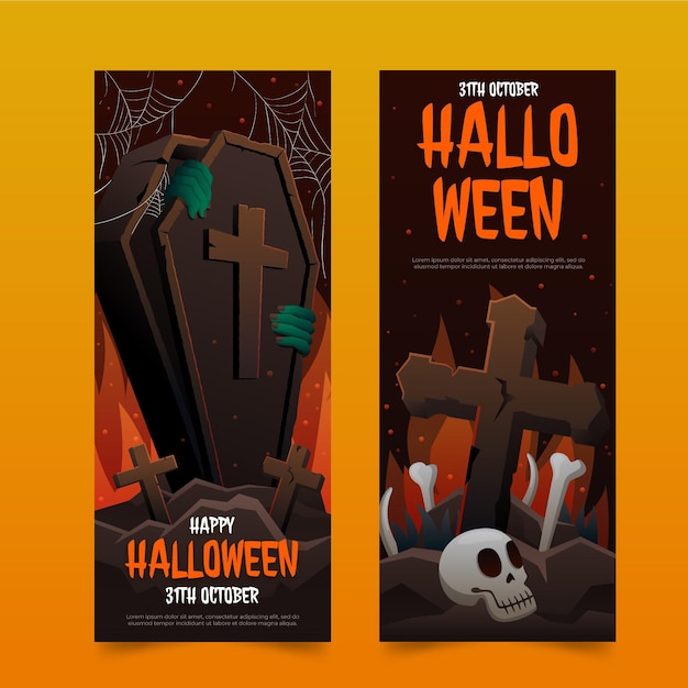 Conjunto de banners verticales de halloween realista