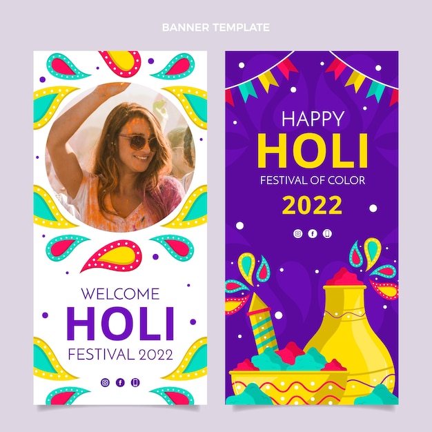 Vector gratuito conjunto de banners verticales holi planos