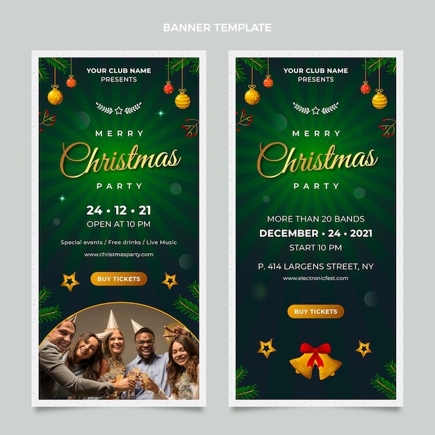 Vector gratuito conjunto de banners verticales de navidad degradado