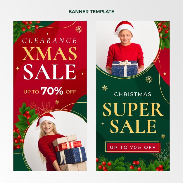 Conjunto de banners verticales de navidad degradado