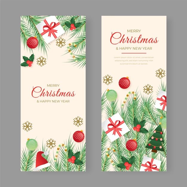 Vector gratuito conjunto de banners verticales de navidad degradado