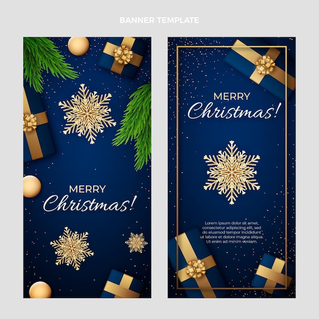 Vector gratuito conjunto de banners verticales de navidad realista