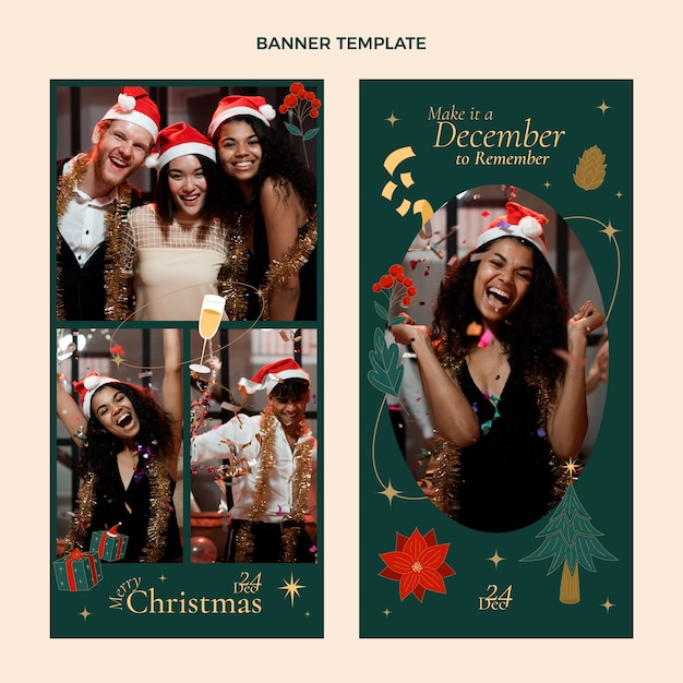 Vector gratuito conjunto de banners verticales navideños dibujados a mano