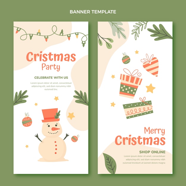 Vector gratuito conjunto de banners verticales navideños dibujados a mano