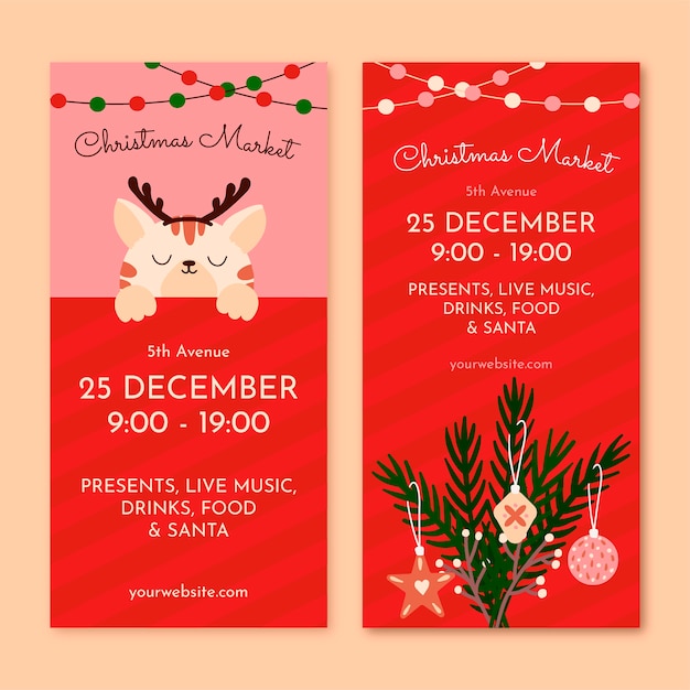 Vector gratuito conjunto de banners verticales navideños planos