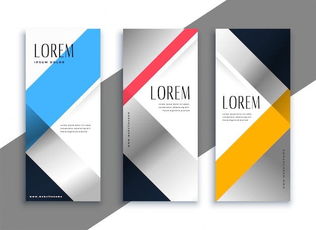 Conjunto de banners verticales de negocios geométricos