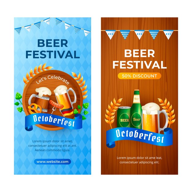 Vector gratuito conjunto de banners verticales de oktoberfest degradado