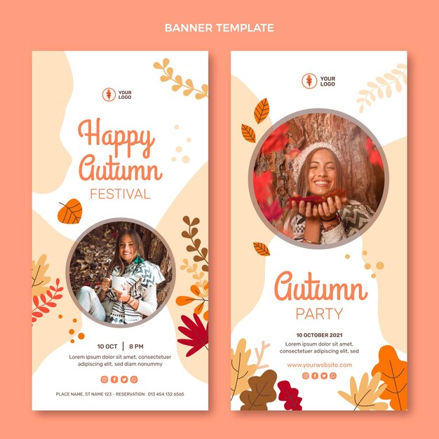 Conjunto de banners verticales de otoño plano