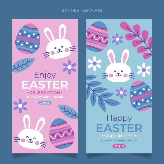 Conjunto de banners verticales de pascua plana