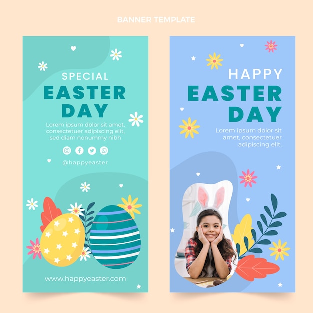 Vector gratuito conjunto de banners verticales de pascua plana