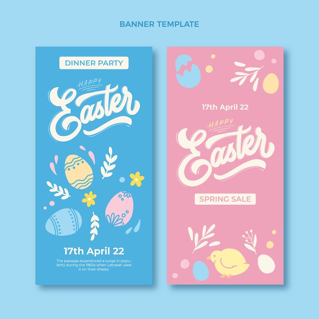 Vector gratuito conjunto de banners verticales de pascua plana