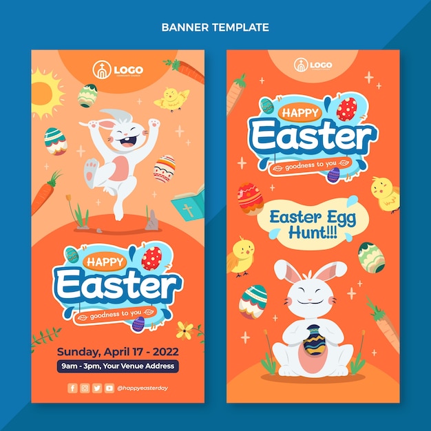 Vector gratuito conjunto de banners verticales de pascua plana