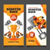 Vector gratuito conjunto de banners verticales planos para carreras con motocicleta