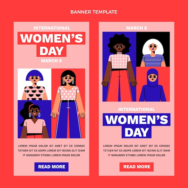 Vector gratuito conjunto de banners verticales planos del día internacional de la mujer