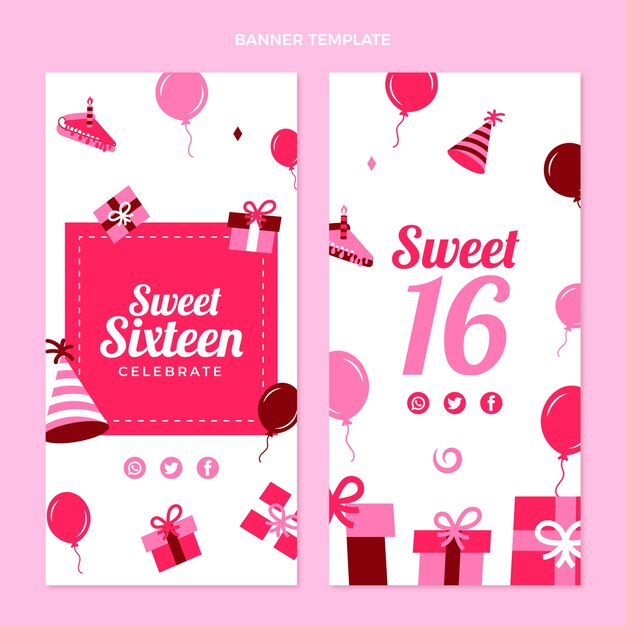 Conjunto de banners verticales planos dulces 16
