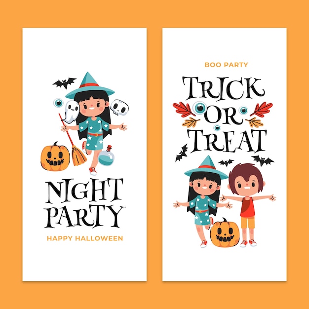 Vector gratuito conjunto de banners verticales planos de halloween