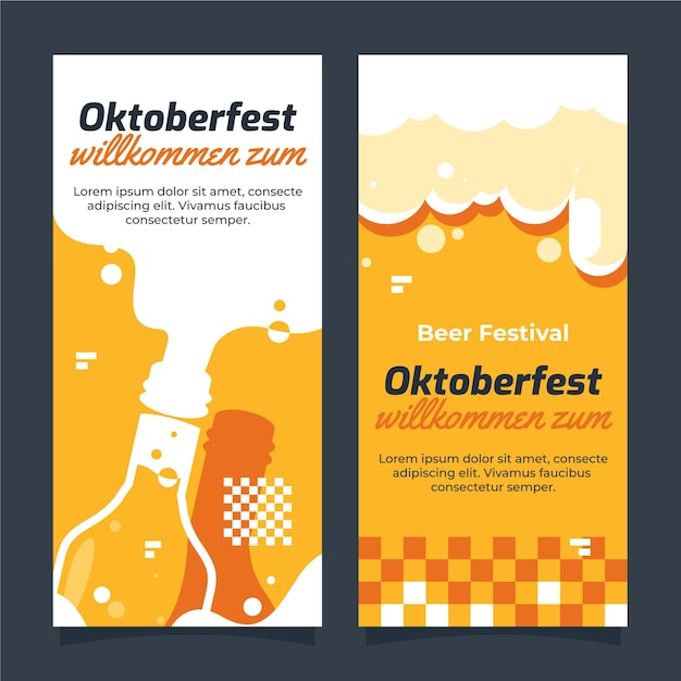 Conjunto de banners verticales planos oktoberfest