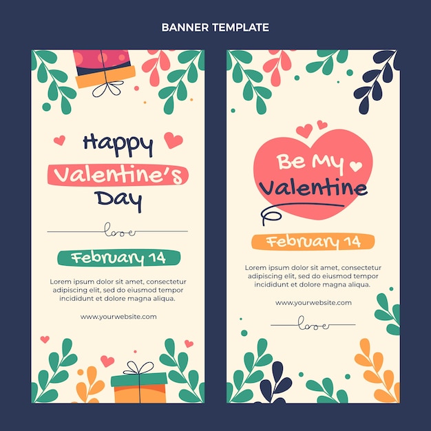 Vector gratuito conjunto de banners verticales planos de san valentín