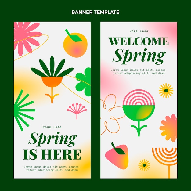 Vector gratuito conjunto de banners verticales de primavera degradada