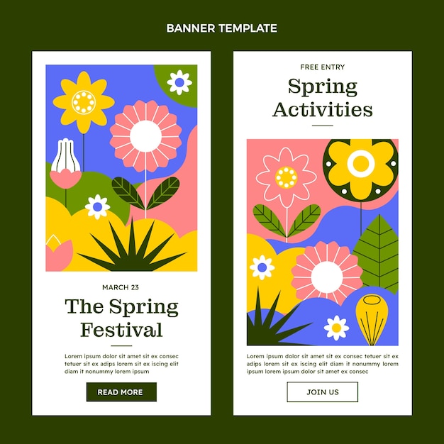 Vector gratuito conjunto de banners verticales de primavera plana