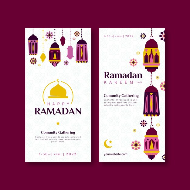 Conjunto de banners verticales de ramadán plano