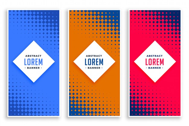 Conjunto de banners verticales semitono abstracto