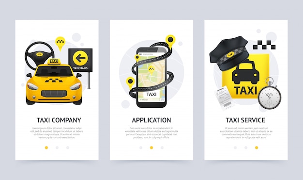 Conjunto de banners verticales de taxi