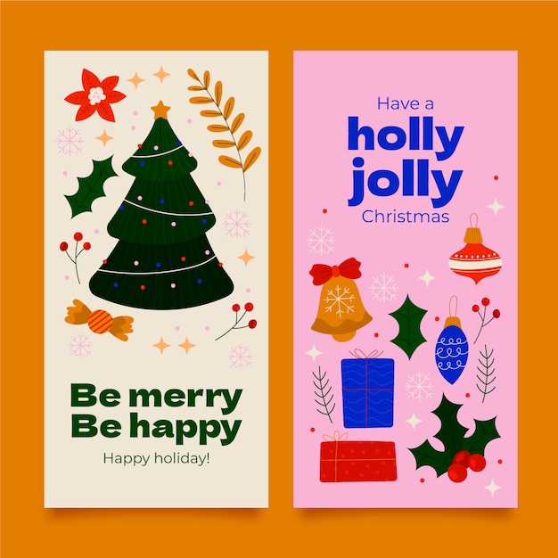 Conjunto de banners verticales de temporada navideña