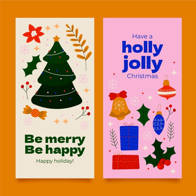 Conjunto de banners verticales de temporada navideña