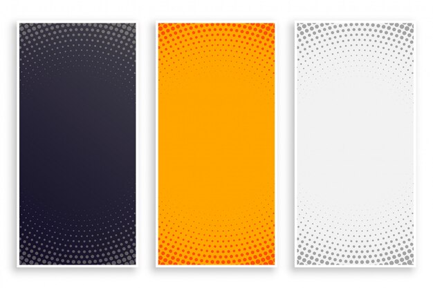 Conjunto de banners verticales vacíos de estilo abstracto de semitono