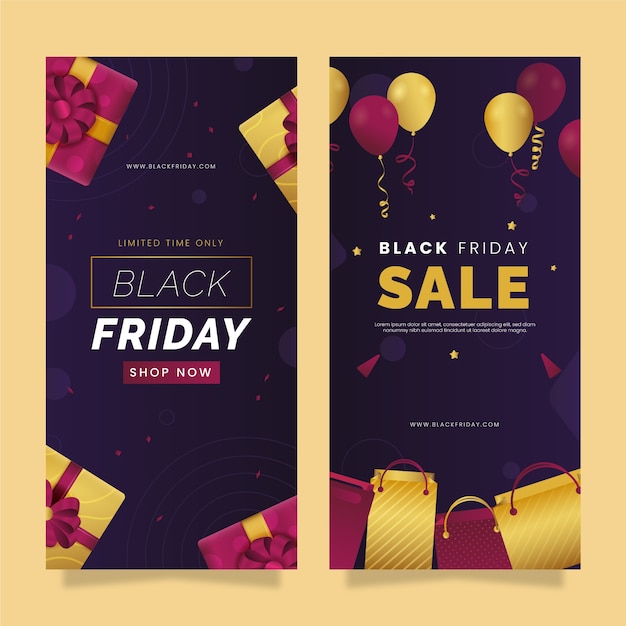 Vector gratuito conjunto de banners verticales de viernes negro degradado