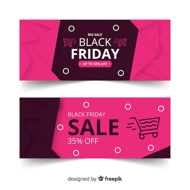 Vector gratuito conjunto de banners de viernes negro de diseño plano