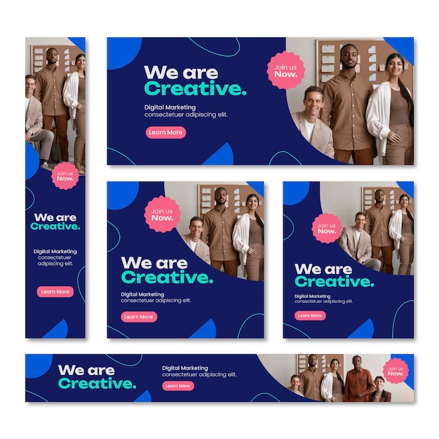 Vector gratuito conjunto de banners web de diseño plano