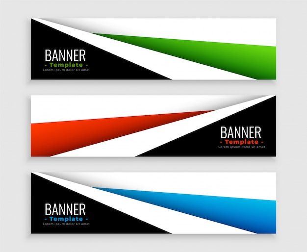 Vector gratuito conjunto de banners web moderno geométrico de tres