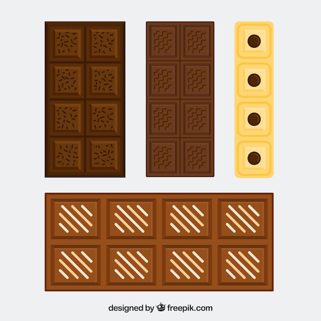 Vector gratuito conjunto de barras y trozos con chocolates diferentes