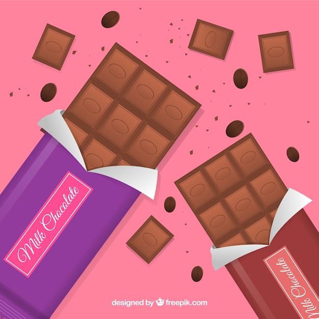 Vector gratuito conjunto de barras y trozos con chocolates diferentes